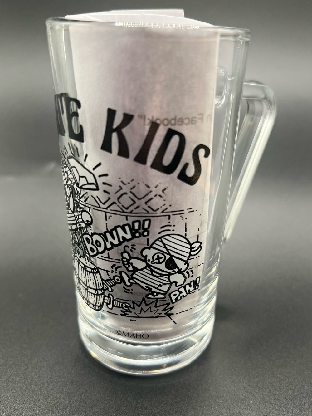 ✨ Vintage MAHO "Pirate Kids" Clear Glass Mug Cup With Handle